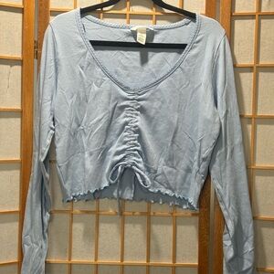 H&M Light Blue Ruched Crop Top